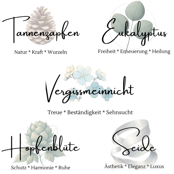 Eine Übersicht der symbolischen Beigaben, die zur "Sanfter Übergang" Box gehören.