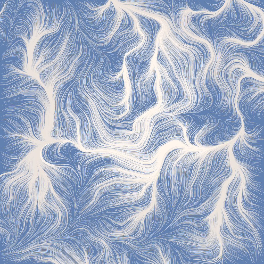 Organisches Kunstwerk 'Flow' mit feinen, wellenförmigen Linienstrukturen. Ein ästhetisches Seelenbild, das den Fluss der Gefühle, Veränderung und das Loslassen visualisiert.